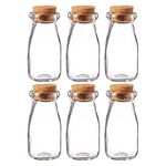 Danmu Art100ml Mini Glass Jars with Cork Stoppers Milk Glass Bottles Small Glass Favor Jars Yogurt Pudding Glass Storage Jars for Party Favors (100ml-6Pack)