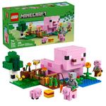 LEGO Minecraft The Baby Pig House Toy Figures and Playset - Building Minecraft Toy for Kids, Boys and Girls, Ages 7+ - with 2 Minifigures for Pretend Play - Gift Idea for Birthdays - 21268