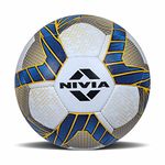 Nivia Force-II Football, 32 Panel, PU Micro Leather, Hand Stitched, Suitable for Soft & Wet Ground, Hard Ground with Grass & Artifical Turf, Football with ISL Logo (Multicolor) Size - 5