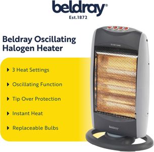 Beldray Oscillating Halogen Heater – Portable Electric Room Heater