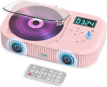 Portable CD Player with Bluetooth 5.3 Transmitter, Rechargeable CD Player with Dual Stereo Speakers, Anti-Skip CD Players for Home with FM Radio/Large LCD Display/Type-C,Support AUX/USB for Kids Gifts