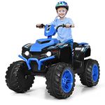 GYMAX Kids Electric Quad Bike, Children Ride On ATV with Bluetooth, Lights, Music, Horn, High/Low Speeds and Slow Start, 12 V Battery Powered Toy Car for 3-7 Years Boys Girls (Blue)