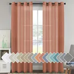 H.VERSAILTEX Linen Curtains Natural Linen Blended Curtain Panels for Living Room/Light Reducing Linen Semi Sheer Curtains 2 Panels Set Nickel Grommet Window Panels (52x96 Inch, Terracotta)