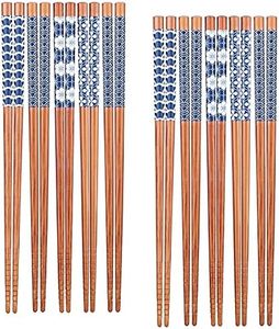 Antner 10 Pairs Natural Bamboo Chopsticks Japanese Style Reusable Chop Sticks, Dishwasher Safe Chopstick Set, 8.8 Inch/22.5cm