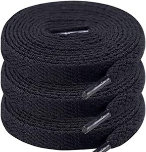 Flat Shoe Laces for Sneakers Shoelace Replacement Shoe Strings Black 3 Pair 55 inch