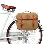 TOURBON Bike Pannier Bags Waterproof Bicycle Rear Rack Tail Bag - Canvas and Leather