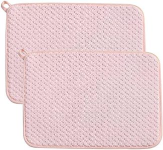 Pink Dish Drying Mats for Kitchen Counter, 2 Pack Dish Drying Mat Drying Pad, Dish Rack Drainer Mat, Pink Kitchen Mat (pink)