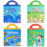 4 Sets Reusable Sticker Busy Book for Kids – Mixed 4 Themes Quiet Book with Stickers for 3 4 5 Years Toddlers Preschool Imagination Development Educational Tale Toy ET01MX01