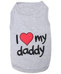 Parisian Pet Dog Cat Clothes Tee Shirts I Love Daddy T-Shirt, S