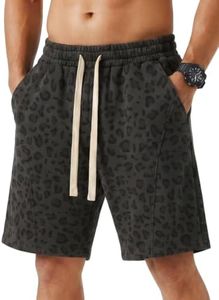 ZUY Men's Baggy Sweat Shorts Cotton Fleece 8" Athletic Shorts Pro Workout Print Lounge Shorts for Mens with Pockets Dark Grey M