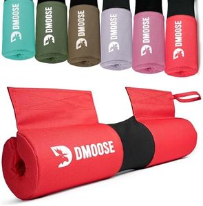 DMoose Fitness Barbell Pad for Hip Thrust, Squat & Lunges - Non-Slip Thick Foam Cushion for Neck and Back Support with Two Straps - Hip Thrust Pad for Leg Day - Fits All Olympic Bars (Red)