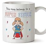 MUGFFINS Sister Mug/Cup - Super Sister - Coffee Mug for Breakfast/Birthday Presents for Siblings/Ceramic 11 oz