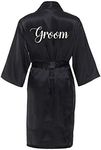 Classy Bride Groom Satin Robe (Black)