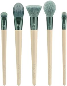 EcoTools Elements Super-Natural Face Makeup Brush Kit, For Foundation, Bronzer, Blush, & Eyeshadow, Works Best With Liquid, Cream, & Powder Products, Synthetic Bristles, 5 Piece Set