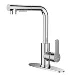 Kitchen Faucets, Chrome Kitchen Faucet with Pull Down Sprayer and Deck Plate, Stainless Steel Commercial Utility Kitchen Faucets for Sink 3 Hole for Bar Rv Camper Laundry Outdoor Farmhouse Sink