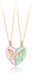 2PCS BFF Necklaces Butterflies Friendship Magnetic Necklaces, Best Friends Matching Half Heart Pendant Necklaces for Girls Women, Friendship Valentine Jewelry Gifts for Mother Friends Sisters