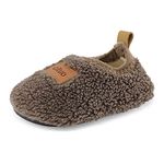 MK MATT KEELY Kids Boys Girls Sherpa Fleece Slippers 1-7 Years Lightweight Non-Slip House Shoes for Toddler Brown