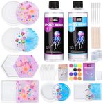 LET'S RESIN Coaster Kit, 16oz DIY Epoxy Resin Kit with Molds and Mica Powder Complete Set, Crafts for Adults, Beginners, Ideal Starter DIY Art Supplies Gift Set for Adults