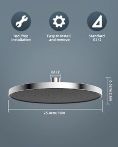 Hibbent 10-Inch Rainfall Shower Head – Chrome Finish