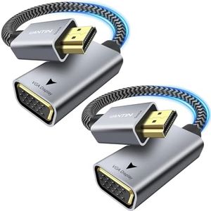 UANTIN 2 Pack HDMI to VGA Adapter |Anti-Interference Gold-Plated Plugs| 1080P Aluminum HDMI Computer to VGA Monitor Braided Converter (Male to Female) for PC,Laptop,Xbox,Graphics Card,Monitor More