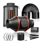 Spider Farmer 4 Inch Inline Fan Carbon Filter Ducting Kit, Exhaust Fan with Temperature Humidity Controller Hydroponics Grow Tent Ventilation Kit for Heating Cooling Booster, Grow Tents, Hydroponics