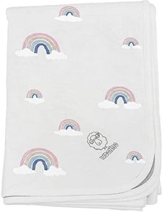 Woolino Toddler Blanket - Merino Wool and Organic Cotton Baby Blanket for Girls and Boys - 4 Season - 52.5” x 40” - Rainbow
