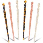 6Pcs Acetate Hair Sticks, Mabor 17.5×1Cm Tortoise Shell Hairpin Color Chopsticks Styling Hair Hairpin Vintage Hairstyle Sticks Accessories for Girls Women