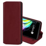 32nd Classic Series 2.0 - Real Leather Book Wallet Flip Case Cover For Motorola Moto Edge 20, Real Leather Design With Card Slot, Magnetic Closure and Built In Stand - Burgundy