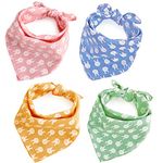 4PCS Fall Dog Bandanas Cat Birthday Cute Soft Cotton Puppy Scarfs Washable Daily Handkerchief Pink Green Blue Khaki Comfortable Gifts, Adjustable Accessories for Small Medium Large Girl Boy Pup Pet