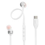 JBL Tune 310 Wired in-Ear Type C Headphones, Hi-Res Audio with Digital-to-Analog Converter, 3-Button EQ Preset Remote with Microphone, Tangle-Free Flat Cable, Compatible with USB-C Devices (White)