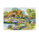 ADVAIT Cross Stitch Stamped Kit Garden Cottage Pattern Embroidery Needlepoint Craft