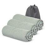 AovYoo 3 Pack Cooling Towels instant ice cooling towel Absorbent Soft Breathable Cold Towel Microfiber Golf Yoga Fitness Sports Towel Neck Head Cooling (Grey, 3)