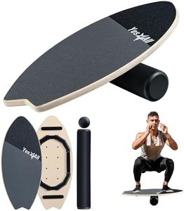 Yes4All 2-in-1 Balance Boards Set, 9 Adjustable Modes Surf Trainer, Wobble Board Exercise for Adults, Includes Roller & Ball