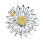 Bling Jewelry Two Tone Large Fashion Statement Garden Ladybug Sun Flower Daisy Scarf Pin Brooch for Women Silver Gold Plated