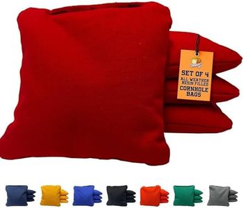 Cornhole365 Cornhole Bags All Weather Resin Filled Bags - Cornhole Toss Bags - Solid Color - Premium Plastic Pellet - Weather-Resistant - Cornhole Bean Bags - Storm Red - Set of 4