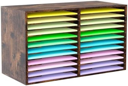 Solinxe 24 Slots Scrapbook Paper Storage Organizer, Wood Craft Storage Bins with Adjustable Shelves, Stackable Desk Paper Shelf Organizer for Art Room, Classroom, Office, Home (Blacke/Antique)