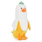 PEACH CAT Pineapple Banana Duck Plush Pillow Duck Stuffed Animal Cute Fruit Plushie for Girls and Boys White 19.7"