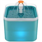 NICREW Cat Water Fountain, Ultra Quiet Cat Fountain with LED Light, 2L Capacity Pet Water Fountain with Filter, Automatic Drinking Water Dispenser for Cats and Dogs, Cyan