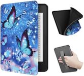 ERUNTO Case for 6.8-inch Kindle Paperwhite and Paperwhite Signature Edition, TPU Cover with Cloth Texture and Hand Belt on The Back, Magnetic Shell Cover with Smart Wake-up/Sleep Function(Butterfly)