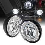 TRUE MODS 2pc 4.5" Osram LED Harley Fog Passing Light [Halo] [Chrome-Finish] [6,500K] [2,880 Lumens] Motorcycle Passing Fog Lamp for Harley Davidson Accessories Road King Street Glide Electra Glide