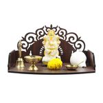 Amazon Brand - Solimo Wall Mounted Mandir/Temple, Wooden Pooja Stand for Home, Wall Hanging Temple for Home, Office (12" x 8.5" x 6")