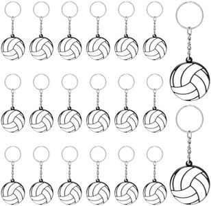 KALIONE 20 Pcs Volleyball Keychains Rubber Sports Keychain Volleyball Keychain Cute Keychain Volleyball Team Gifts Sports Party Favors for School Sport Reward Birthday Party Supplies, White