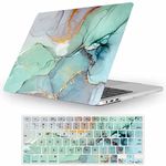 Fancity Compatible with MacBook Air 13 inch Case 2020 2021 M1 A2337 A2179 A1932, Rubberized Hard Shell Protective Case & Keyboard Cover for Mac Air 13 with Touch ID (2018-2021), Green Marble