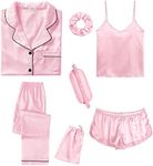 SWOMOG Women Silk Satin Pyjamas Set