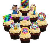 Made4You I Love the 60s Party Pack, Edible Cake Decorations - Stand-up Wafer Cupcake Toppers (Pack of 36)