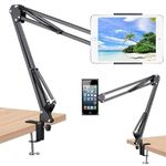 SEVAM Universal Cell Phone Stand Holder Mount Flexible 360° Rotation Metal Long Lazy Arm Bracket for 3.5-6.5 inch Phones Mobile Stand for Streaming Overhead Video Bed Office Kitchen