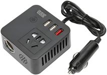 150 W Car Power Inverter, DC12 24 V to AC110 220 V 3 USB Ports Cigarette Lighter for Laptop, Tablet, Smartphone, Camera and More