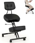 CASART Ergonomic Kneeling Chair with Back Support, Height Adjustable Desk Stool with Thick Cushion & Wheels, Metal Frame Orthopaedic Posture Chairs for Home Office