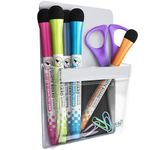 Magnetic Pen Holder for Refrigerator with Strong Magnetic Back, Dry Erase Marker Holder Ideal for Whiteboard & Fridge, Clear & White Pencil Cup by Yes4Quality