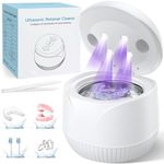 Dental Ultrasonic Retainer Cleaner Machine: 45kHz Dental Cleaning Pod with Digital Timer & 200ML, Cleaning for Dentures, Mouth Guards, Aligners, Night Guards, Braces, Toothbrush Heads & Jewelry, White